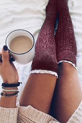 Lace Hem Knee High Sock